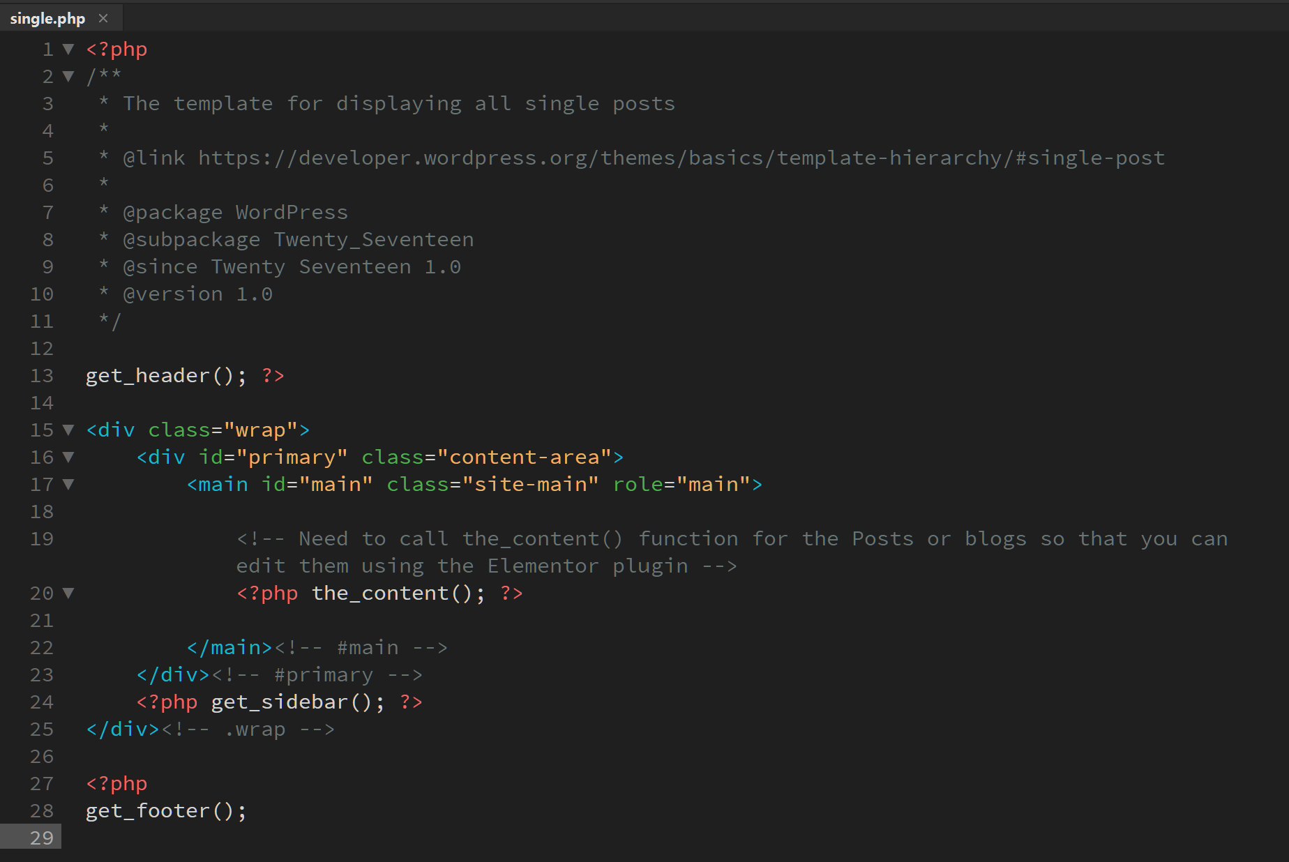 php lines of code in a code editor