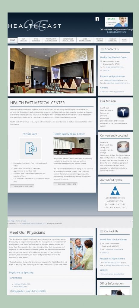 Health East Medical Center Website Screenshots