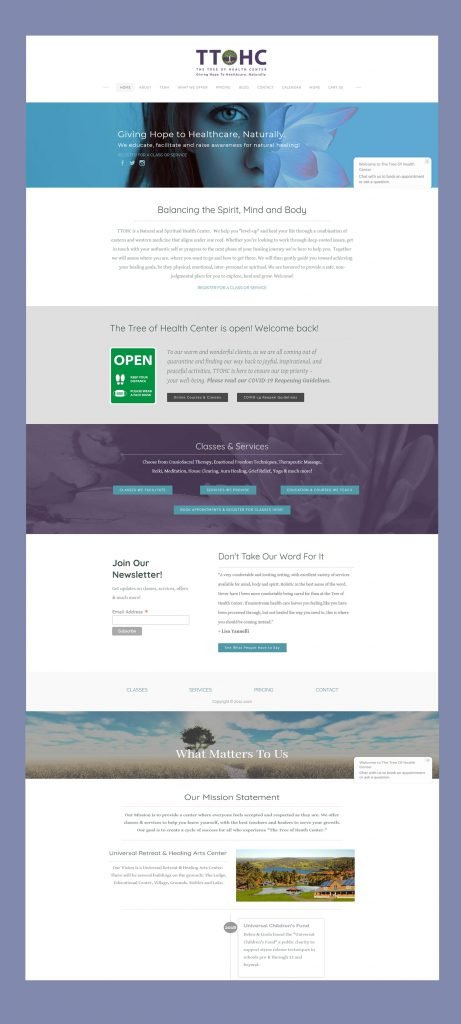 Tree of Health Center Website Screenshots