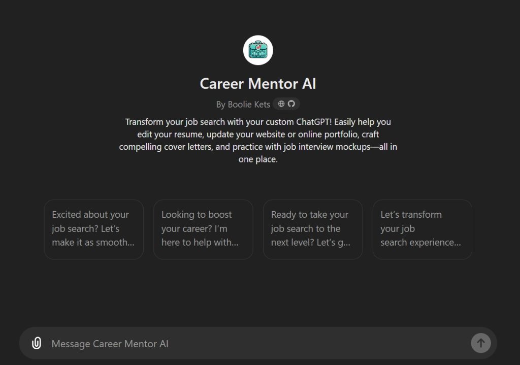 Screenshot Career Mentor AI App